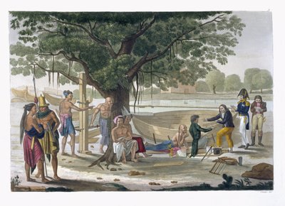 位于帝汶古邦附近的Kupang船坞，由Jules Ferrario撰写的“The Old and Modern Costume”9号板块，于1820年代至30年代出版 作者 菲利斯·坎皮（Felice Campi）